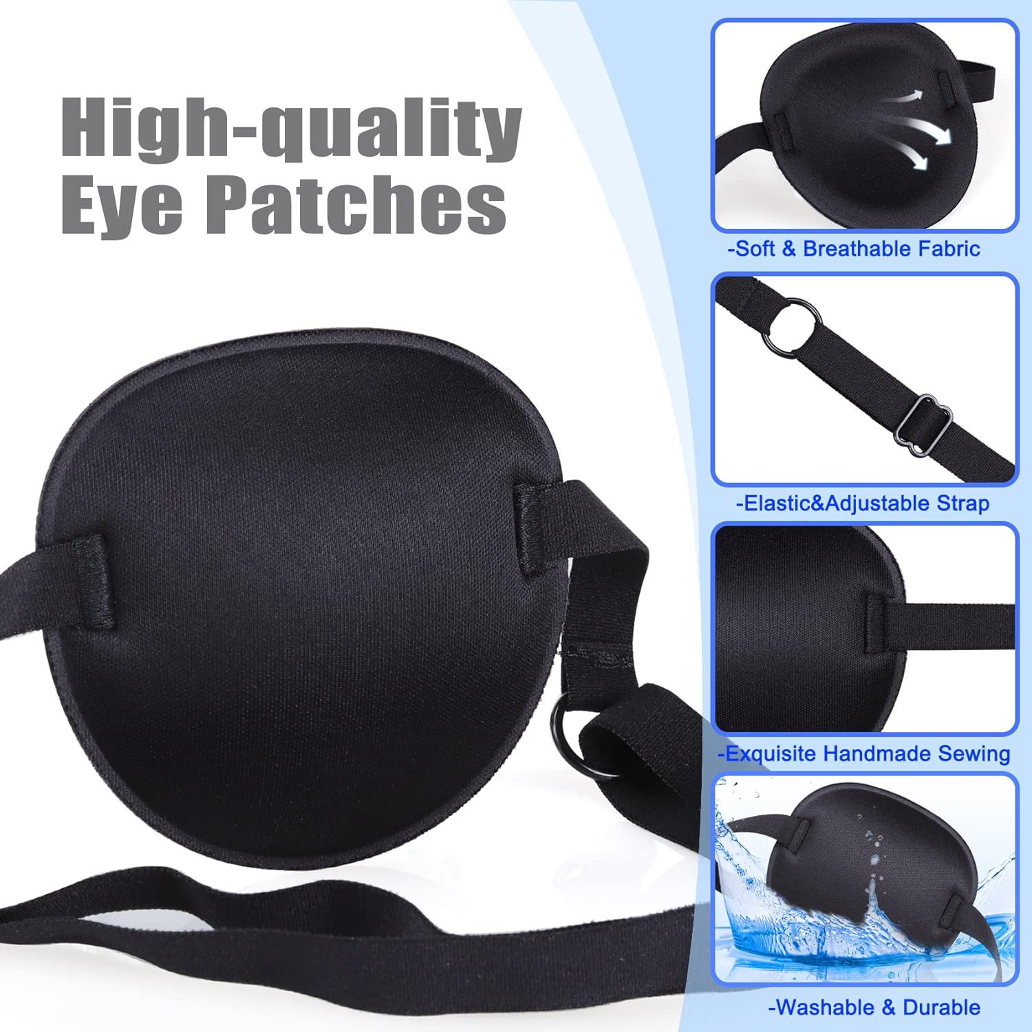 2PCS Eye Patches for Adults Men Kids, Medical Eye Patch Adjustable Eyepatch for 