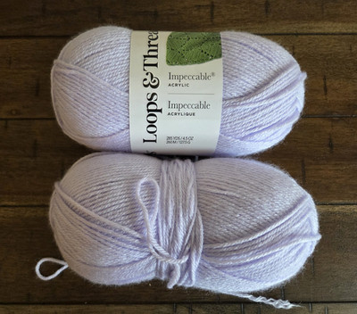Loops & Threads Impeccable 100% Acrylic Worsted Yarn 4 Petunia Lot 2 Skeins