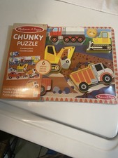Melissa  Doug Construction Truck Chunky Wood Puzzle 6 Piece NEW