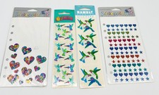 VTG Hambly Studios Stickopotamus Sandylion Stickers LOT Holographic Hearts Birds