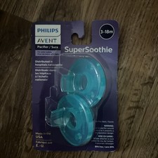 Philips Avent Super Soothie Pacifiers Binky Ages 3 - 18M Months 2PK Teal NEW