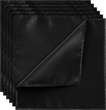 White Pocket Squares for Men, 6 Pcs Solid Silk Handkerchief Satin Hankies