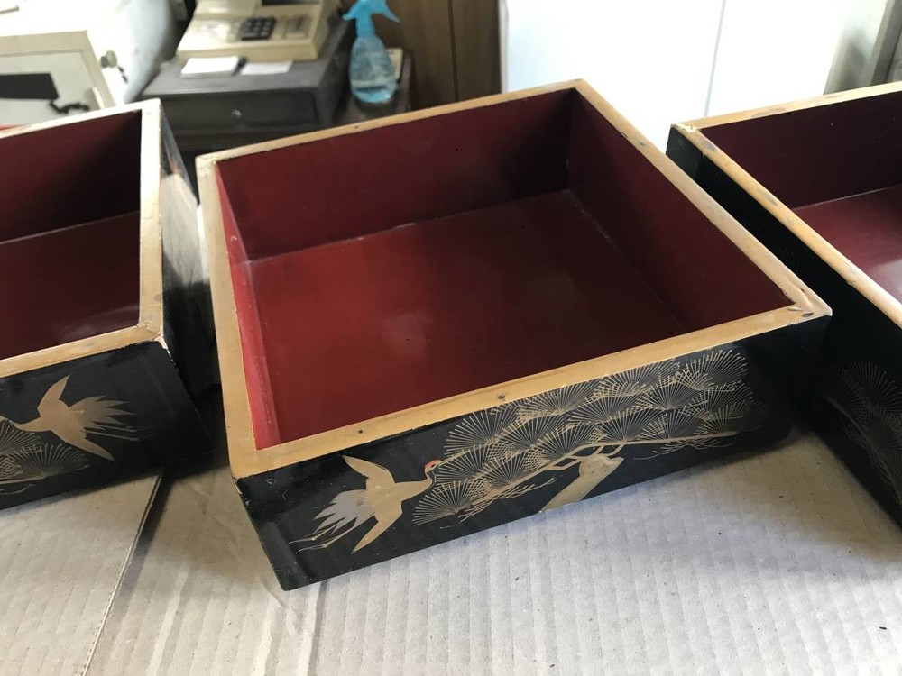Jubako Bento Box Japanese Old heavy lacquered 5 tiers