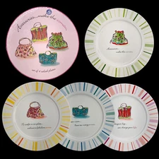 Set of 4 SALAD PLATE 8” Gift Box Accessories Make the Woman by Rosanna Purse Bag