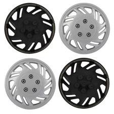 4Pcs 15 Inch Wheel Hub Caps Fits R15 Tire Wheel Rim Covers Snap-On Silver 5 Lug