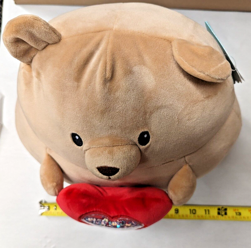 Valentines Day Stuffed HUG ME Teddy Bear Chubby with Glitter Heart NEW w/ Tags - Picture 8 of 9