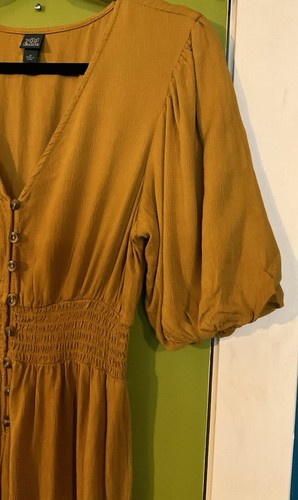 Wild Fable Soft Wide Leg Smocking Balloon Sleeves Jumpsuit Marigold One Piece M - Picture 5 of 18