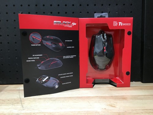 THERMALTAKE BLACK FP MO-BKU-WDLG BK-01 7 BUTTON MOUSE WIRED USB - RRP:$140 NEW - Picture 3 of 3
