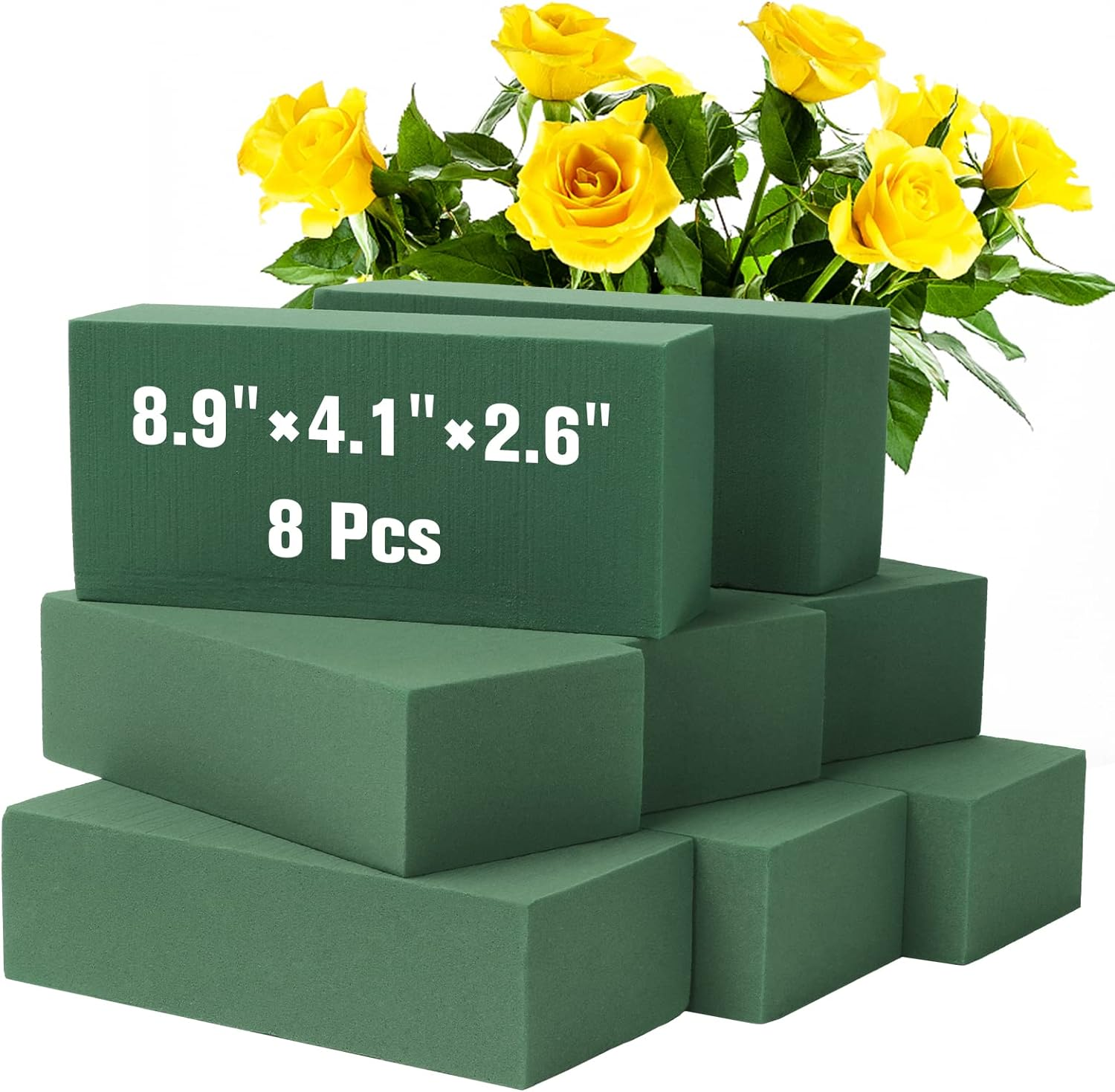 8 Pcs Floral Foam Blocks for Flower Arrangements Wet & Dry Green Foam Bricks for