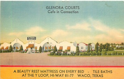 WACO TX GLENORA COURTS/CAFE HWY.81-77 ROADSIDE LINEN POSTCARD