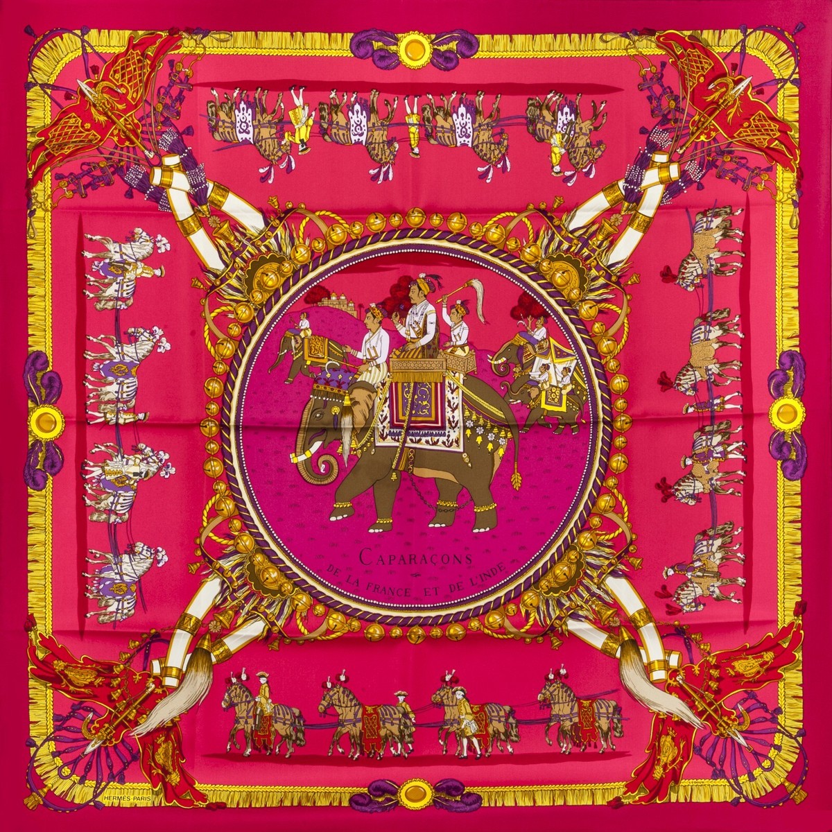 Hermes Vintage Scarf Caparacons de la France et de l'Inde | eBay