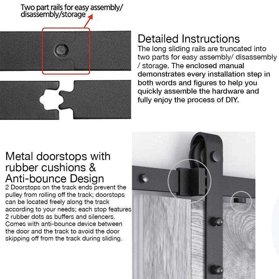 1.83M Sliding Barn Door Hardware WHITE Set Interior Closet Home eBay