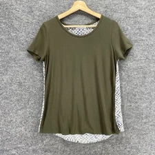Croft&Barrow Top Women S Small Green Animal Print Short Sleeve T Shirt