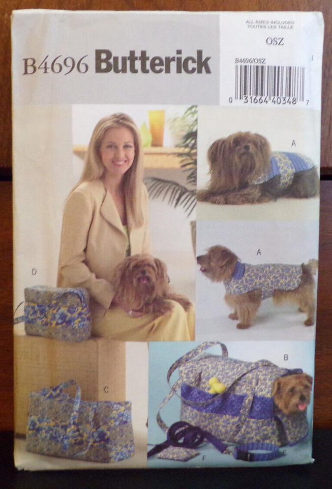 Butterick Sewing Pattern B4696 Misses and Dog Accessories Coat Tote