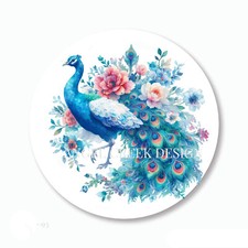 Stunning Floral Peacock Favors Scrapbook Stickers Envelope Seals Peacock Labels
