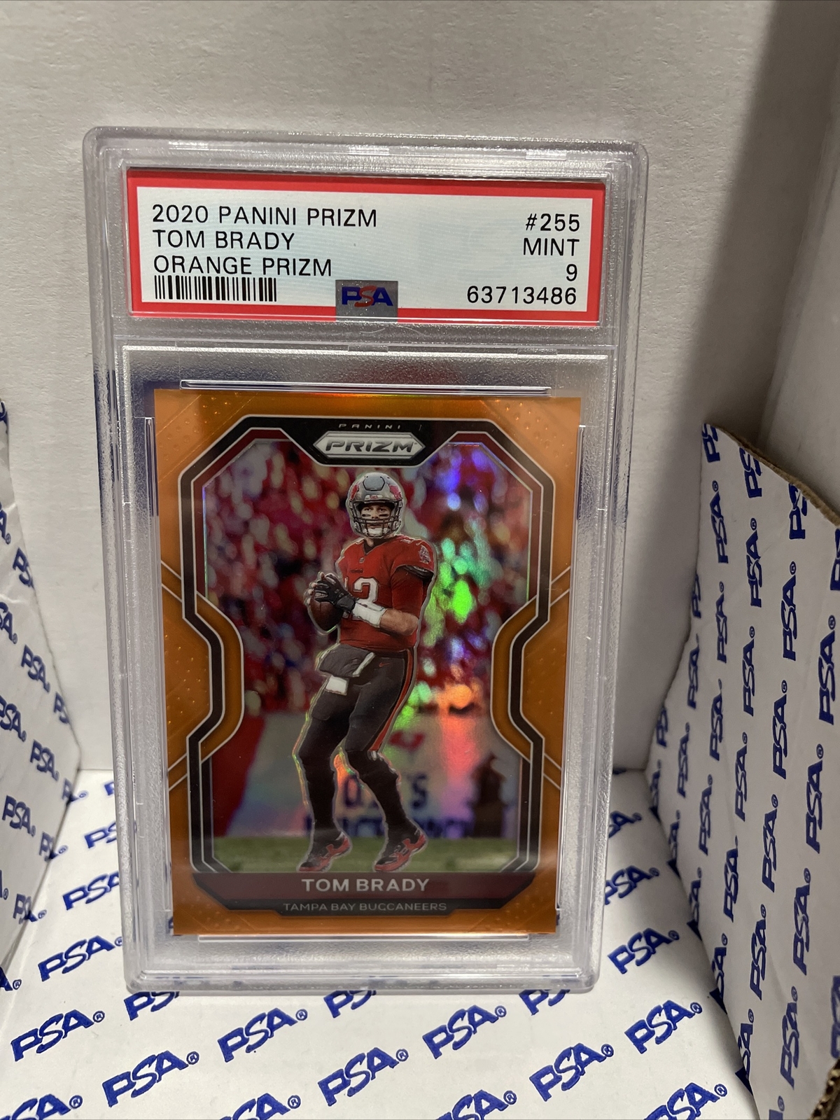 2020 PANINI PRIZM TOM BRADY #255 ORANGE PRIZM TAMPA BAY  PSA 9 MINT  /249 GOAT🐐