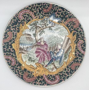 Chinese Export Famille Rose Man And Women Porcelain Plate