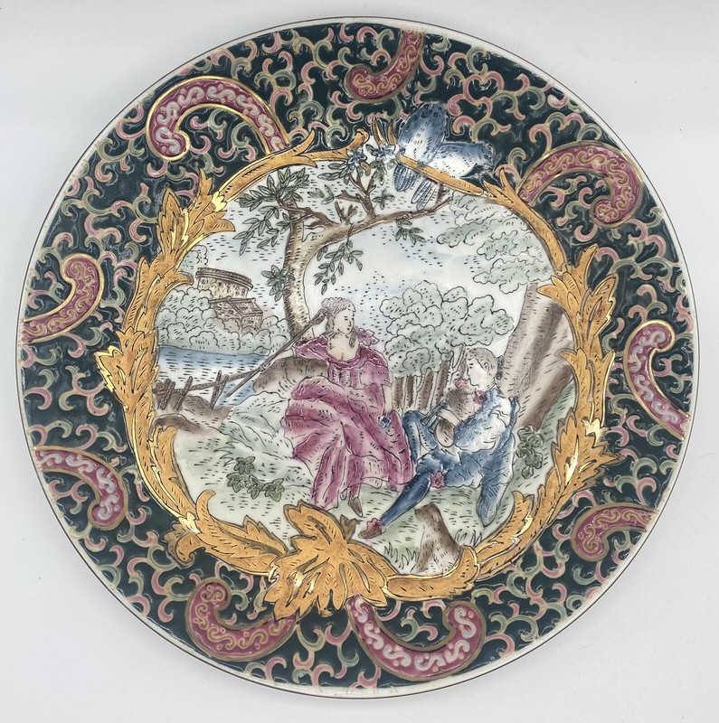 Chinese Export Famille Rose Man And Women Porcelain Plate