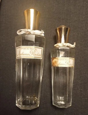 2 flacons anciens parfum de toilette Madame Rochas vides avec emballage - Photo 1/4