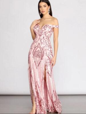Women's 2024 Sexy Off Shoulder Sequin Long Evening Dress Cocktail Prom  Party NWO | eBay