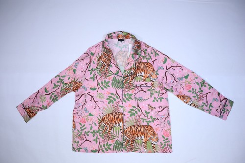Karen Mabon Anthropologie Silk Tiger Blossom Sleep Pajama 2 Piece Set Womens 5XL - Picture 2 of 16