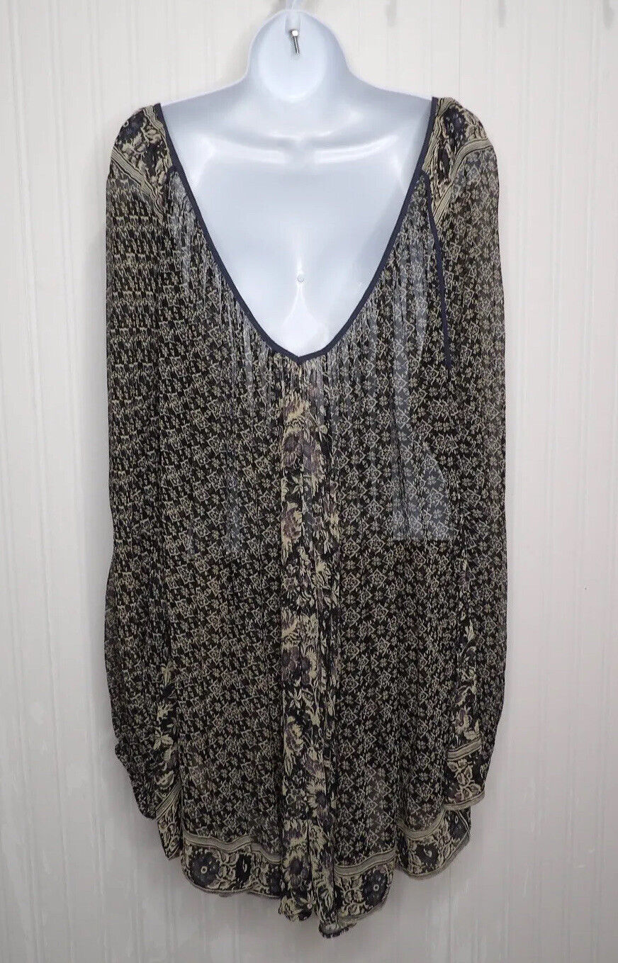 Free People Oversized Tunic Top Navy Tan Floral B… - image 6