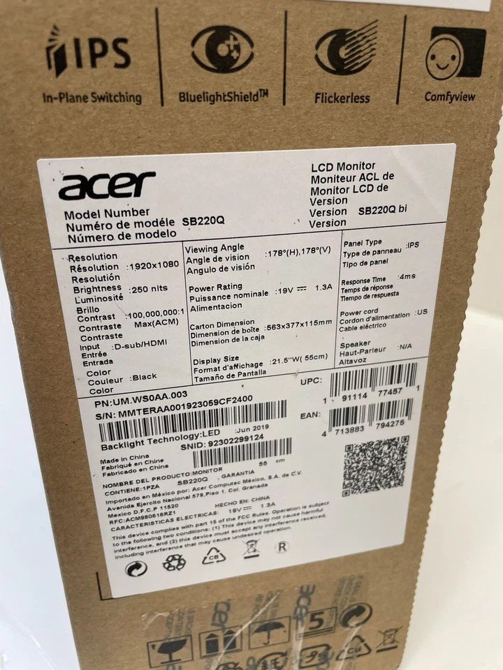 Acer SB220Q 21.5 in FHD Ultra Slim Frameless IPS Led Monitor Black ND - Image 3 of 4