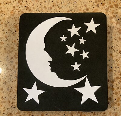 Sizzix Crescent Moon And Stars Die #658716-preowned Plus 4 Sheets