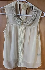 J for Justify *Women* Sleeveless XS Beaded Pearl Peter Pan Collar Y2K Fairy 