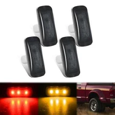 4 PCS 3 LED Red Amber Wheel Fender Side Marker Lights Smoked Lens Compatible