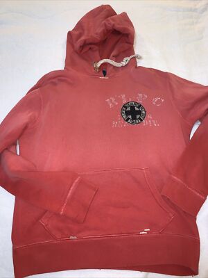 Vintage Polo Ralph Lauren Sun Faded Red Beach Div Lifeguard Hoodie