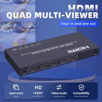 4X1 HDMI Multi-Viewer 1080P Quad Split Screen Splitter Nahtloser Schalter 