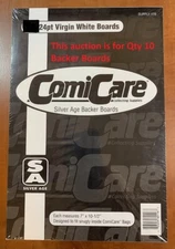 (NEW) 10 ComiCare Comic Silver Age Backer Boards 24pt 7" X 10.5" Color White