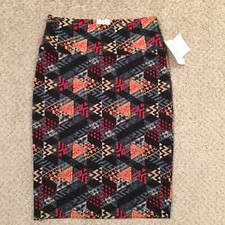 LuLaRoe Cassie Skirt Medium Blue Geometric Knee Length Unlined Pull On New
