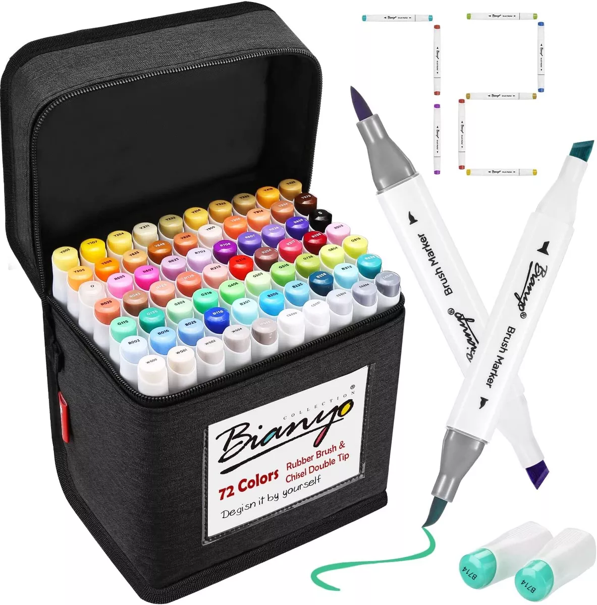 Bianyo Professional Series Alcohol-Based Dual Tip Brush Markers Set of 72