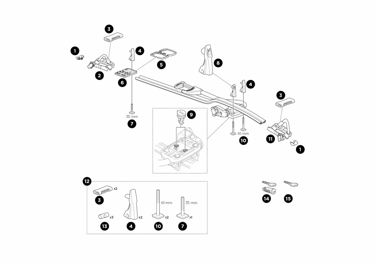 Thule ProRide 598 Genuine Spare Parts Roof Mount Cycle Carrier