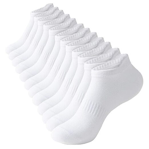 Womens Ankle Socks Athletic Running Low Cut Socks With Tab 6 Pairs 9-11 White-image