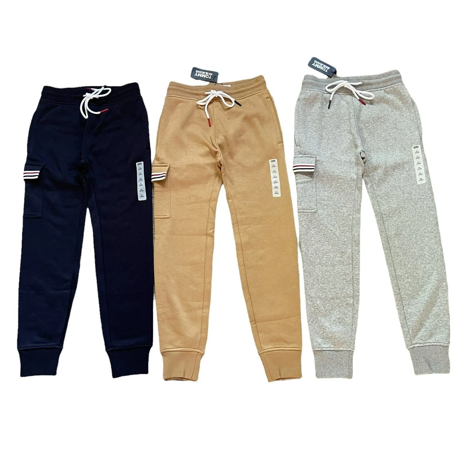 Tommy Hilfiger Men's Elastic Waistband Drawstring Cargo Jogger Fleece Sweatpants
