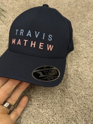 Travis Mathew Hat Cap Snapback Flexfit Golf 110 Flex Spell Out Navy NWT $39.95 - 第 2/6 張圖片