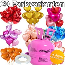 Ballongas + Herzballons + Ballonband - Helium Herzen Ballons Hochzeit Geburtstag