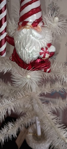 NOBLE GEMS-PEPPERMINT GNOME GLASS ORNAMENT BY KURT ADLER-5"H.NEW IN BOX-2023 - Picture 5 of 5