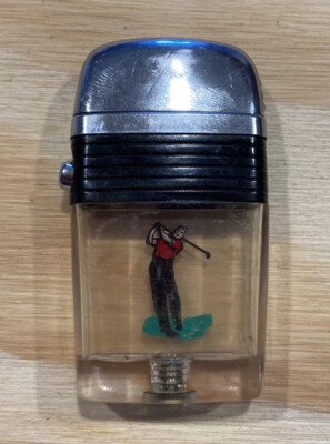 Vintage Scripto VU-Lighter Black Band & Swinging Golfer - Nice