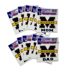 Wholesale Lot of 12 Michigan Wolverines Multi-Use Decal, 3" x 4" 6-Mom 6 Dad