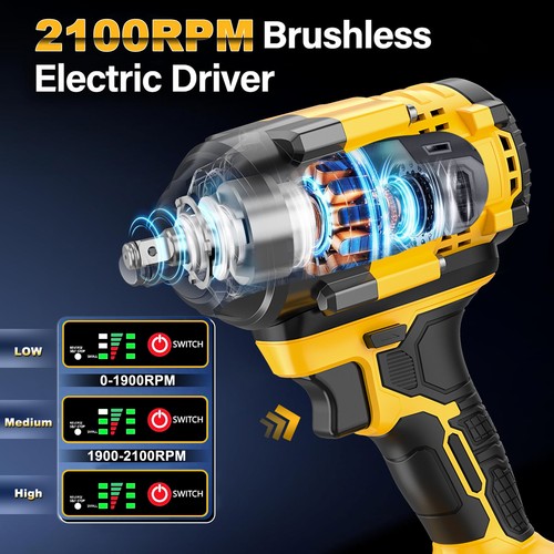 800NM Impact Wrench 1/2Socket Set Cordless 590FT-LBS 2x4.0Ah Impact Drill - Picture 11 of 13