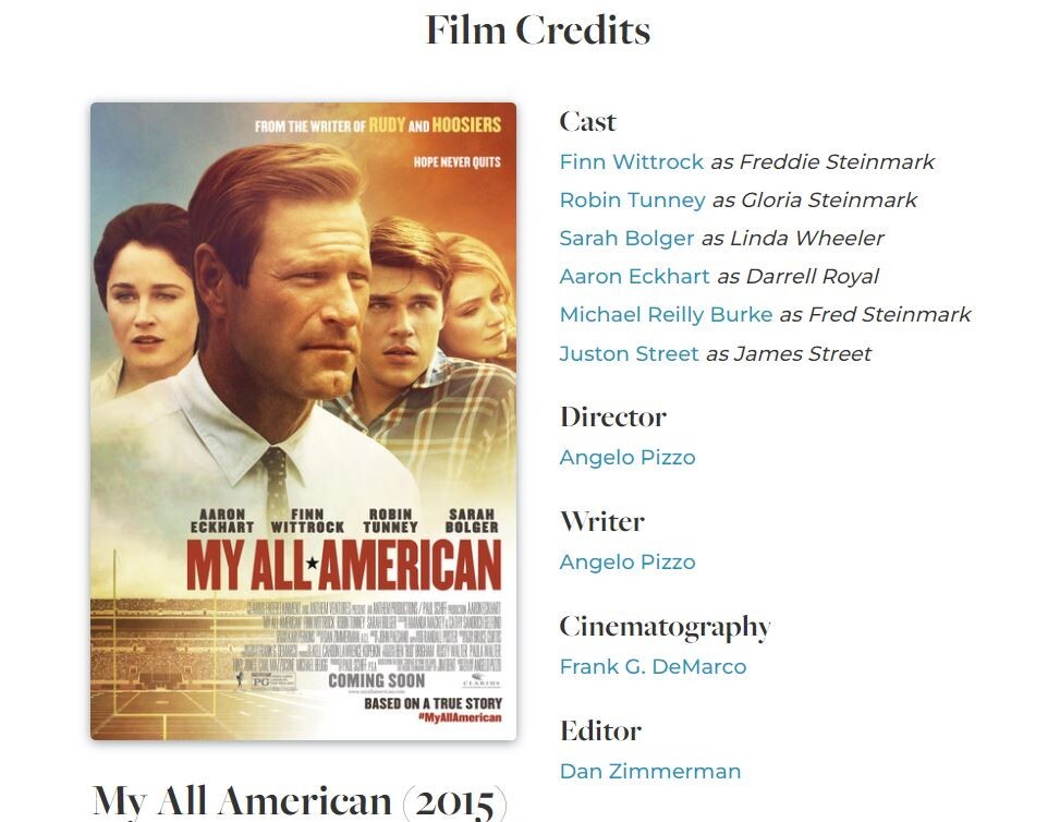 My All American [2015] (Blu-ray/DVD,2018,2-Disc Set) Aaron Eckhart