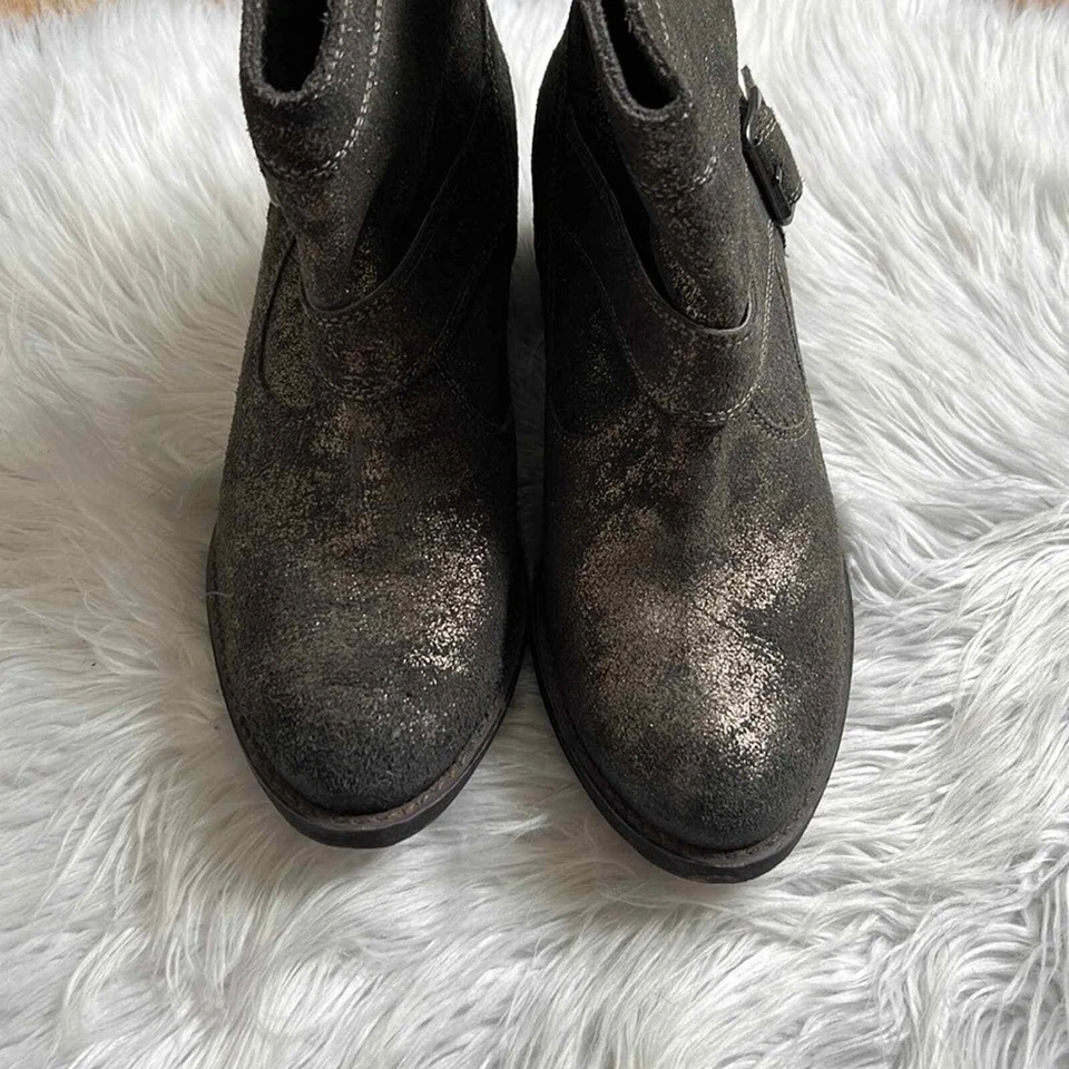 Botines Naughty Monkey gamuza cuero metalizado talla 9 hebilla acento Foto 3 de 4