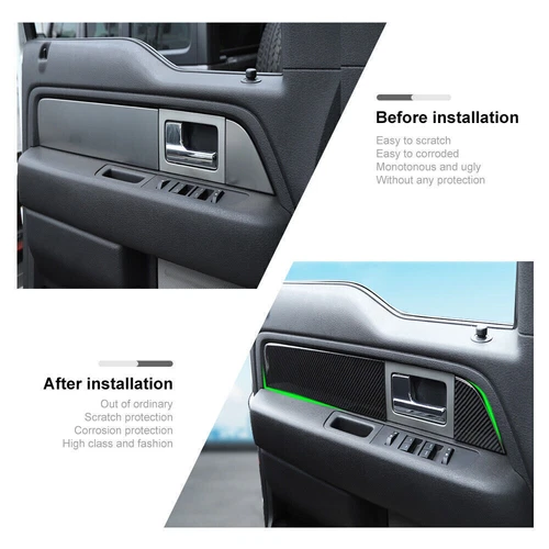 Carbon Fiber Interior Side Door Cover Stickers Trim For Ford F150 Raptor 2009-14 - Picture 8 of 14