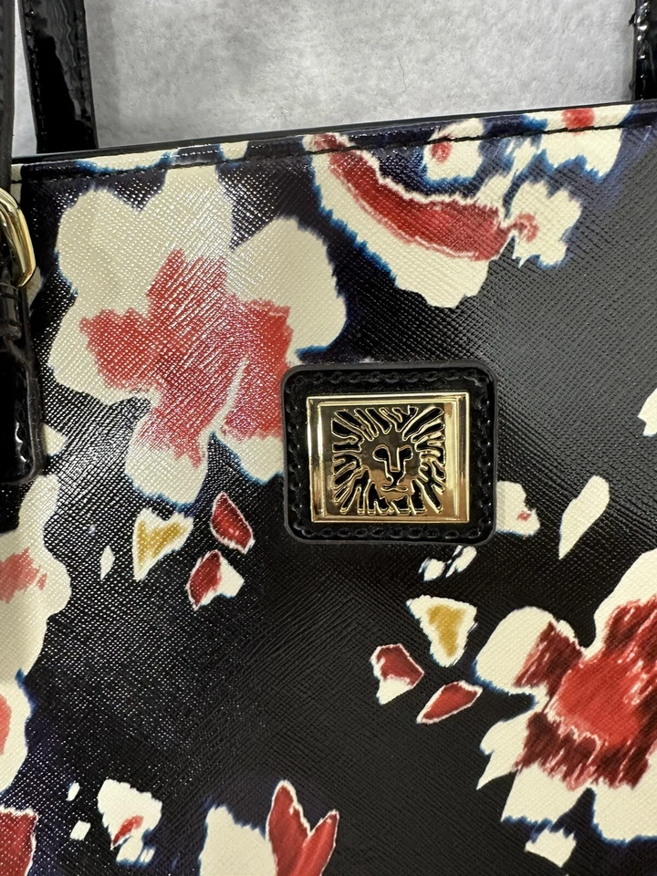 Bolso de Hombro Anne Klein Negro Multicolor Floral Cartera Mediano Ajustable Foto 2 de 4