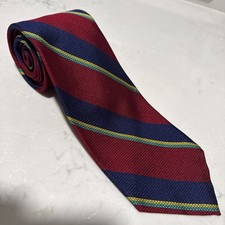 Polo Ralph Lauren Tie Mens Red Blue Striped Made in USA Classic Necktie 58X3.75