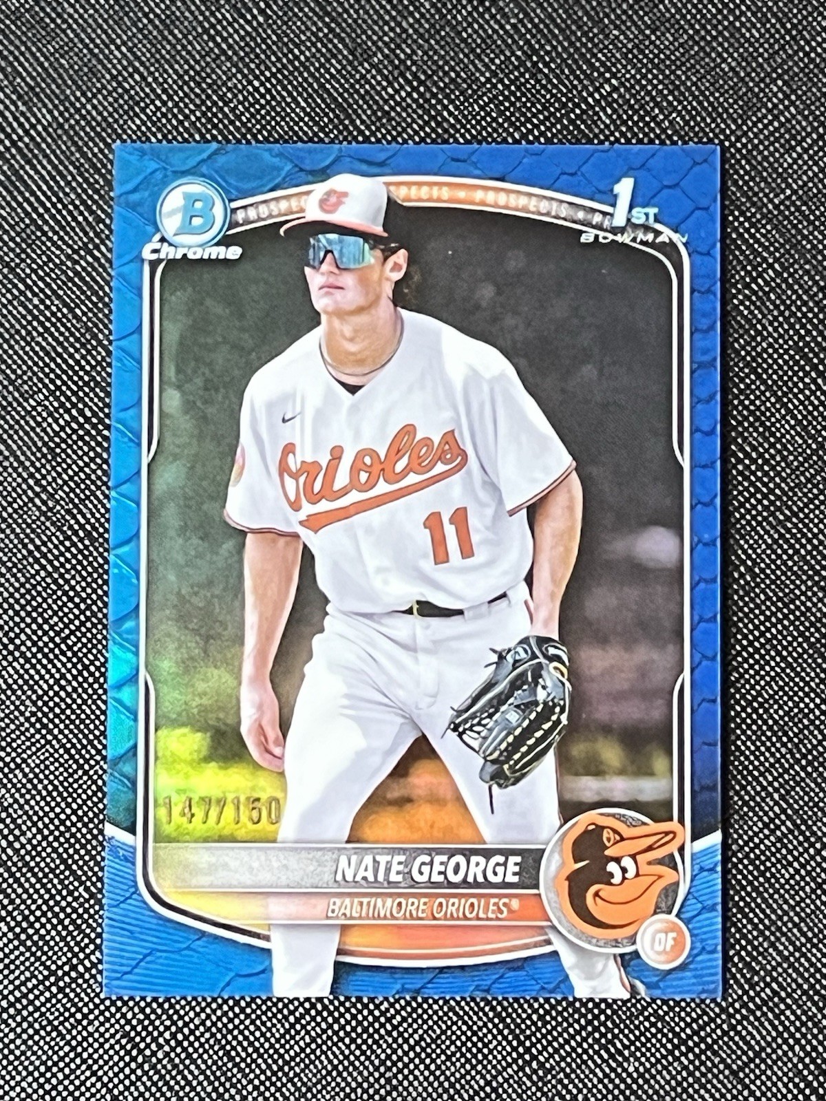 2025 Bowman Chrome 1st Nate George Reptilian Blue Refractor /150 Orioles
